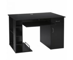 Scrivania Da Ufficio Porta Pc 120x60x74 Cm Con Mensole Ripiano Tastiera Hmc Nera