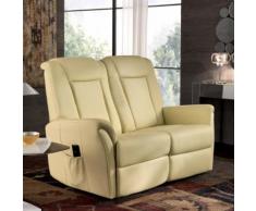 Divano 2 Posti Reclinabile A 1 Motore Stones Twin Zero Wall Ecopelle Beige