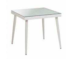 Tavolo Da Giardino In Polyrattan Con Vetro 80x80h77cm Adami Adila Bianco Crema