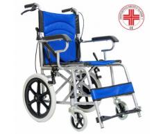 Sedia A Rotelle Pieghevole A Spinta Assistita In Acciaio Rizzetti Blu
