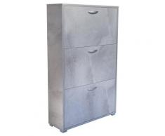 Scarpiera 3 Ante A Ribalta 73x25x120 Cm In Legno Salvaspazio Pietra