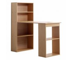 Scrivania Con Mensole Libreria In Legno Naturale 120x55x120 Cm Benzoni