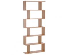 Libreria Design Moderno In Legno Con 6 Ripiani Legno Naturale 80x23x192 Cm Benzoni