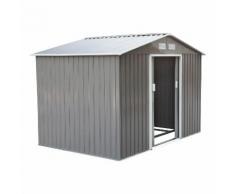 Casetta Box Da Giardino In Lamiera Grigia 277x191x192 Cm Miozzi