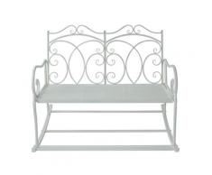 Panchina A Dondolo Da Giardino 2 Posti In Ferro Shabby Bianco 102x74.5x78 Cm Miozzi