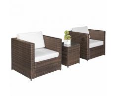 Set Salotto Da Giardino In Rattan Sintetico 2 Divani E Tavolino Marrone Miozzi