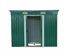 Casetta Box Da Giardino In Lamiera Verde 237x119x181 Cm Miozzi