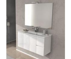 Mobile Da Bagno Sospeso Con Lavabo 100x35cm In Mdf Taviani Urano Bianco Lucido