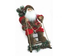 Pupazzo Babbo Natale Luminoso Con Slitta 6 Led In Stoffa H60 Cm Soriani Rosso