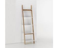 Scaffale 5 Ripiani Da Soggiorno 43x37x164 Cm In Bambù Tft Memphis Bianco E Bambù