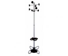 Appendiabiti Da Terra Ø55x174 Cm Con Portaombrelli In Metallo Fumer Tommy Silver E Nero