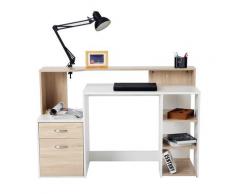 Scrivania Da Ufficio Porta Pc 140x55x92 Cm In Legno Mdf Hmc Legno Naturale E Bianco