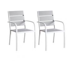 Set 2 Sedie Da Giardino In Alluminio Con Braccioli Kraus Modigliani Bianche E Grigio