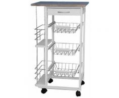 Carrello Da Cucina 47x37x83 Cm 3 Ceste 2 Portabottiglie In Legno Mdf Minardi Harmony Bianco