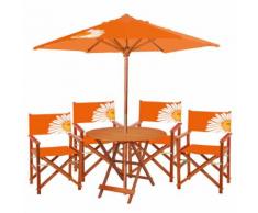 Set Tavolo + 4 Sedie Pieghevoli + Ombrellone In Legno Margherita