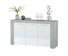 Credenza Mobile Da Salotto 144x42x80 Cm 3 Ante Rizzetti Exotic Bianco E Cemento