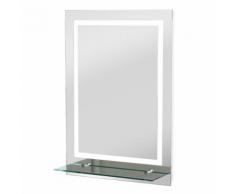 Specchio Da Bagno Con Led E Mensola In Vetro 70x50 Cm Pirali