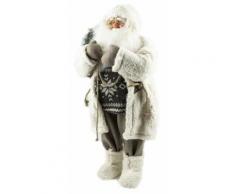 Pupazzo Babbo Natale Luminoso 12 Led In Stoffa H80 Cm Soriani Bianco