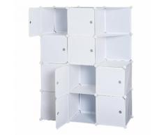 Armadio Guardaroba Modulare 10 Cubi Bianco 111x47x145 Cm Benzoni