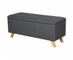 Panca Pouf Contenitore In Tessuto Imbottito 103x40x44,5 Cm Benzoni Grigio Scuro