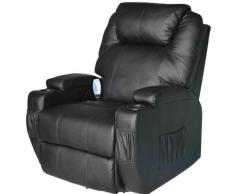 Poltrona Relax Massaggiante Riscaldabile In Ecopelle Nero Benzoni