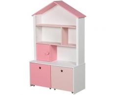 Libreria Scaffale Portagiochi Per Cameretta 80x34x130 Cm Benzoni Rosa
