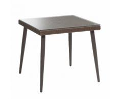 Tavolo Da Giardino In Polyrattan Con Vetro 90x90h77cm Adami Adila Noce
