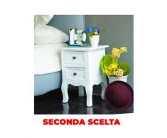 Comodino Con 2 Cassetti 35x31x49,5 Cm In Legno Massello E Mdf Fumer Teo Bianco Seconda Scelta