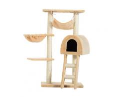 Albero Tiragraffi Con Cuccia E Amaca Beige 55x30x100 Cm Riotti