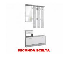 Mobile Ingresso Appendiabiti Con Specchiera E Scarpiera In Truciolato Alfred Cemento E Bianco Seconda Scelta