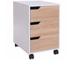 Cassettiera Per Ufficio Con Ruote 3 Cassetti 40x50x57,5 Cm Benzoni Bianca