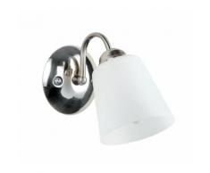 Applique Metallo Nikel Paralume Vetro Soffiato Lampada Da Parete E14 Ambiente I-1162/ap