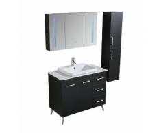 Mobile Bagno 100 Cm Lavabo Specchiera E 1 Pensile Vorich Space England Nero