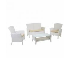 Set Salotto Da Giardino Tavolino Divano 2 Sedie In Polyrattan Con Cuscini Adami Amalia Bianco