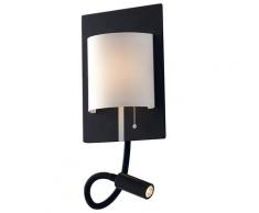 Applique Metallo Nero Paralume Bianco Luce Da Lettura Flessibile Led 9 Watt Luce Naturale Ambiente Led-pop-bw