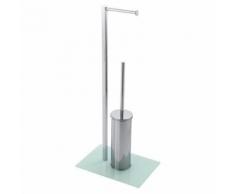 Piantana Porta Scopino E Porta Rotolo Con Base Vetro