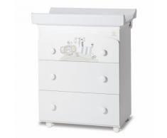 Cassettiera In Legno Con Fasciatoio E Vaschetta Italbaby Zerbi Bianco