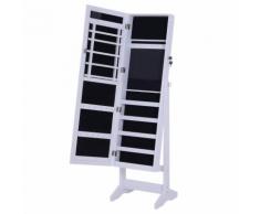 Armadio Portagioie A Specchio Con 20 Luci Led Bianco 40x37x146 Cm Benzoni
