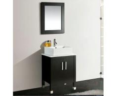 Mobile Bagno 61 Cm In Legno Massello Con Specchiera Vorich Old England Nero