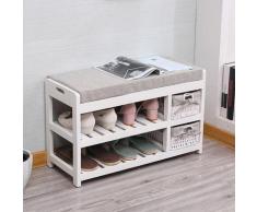 Panca Da Ingresso Scarpiera 70x28x43 Cm In Legno Massello Fumer Kyoto Bianco