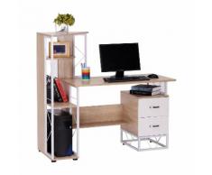 Scrivania Da Ufficio Porta Pc Con Scaffale 133x55x123 Cm Benzoni
