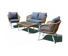 Set Salotto Da Giardino In Alluminio E Corda Divano 2 Poltrone E Tavolino Vizzoni Vega