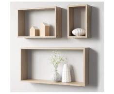 Set 3 Pensili Da Soggiorno Rettangolari In Mdf Fumer Tris Rovere