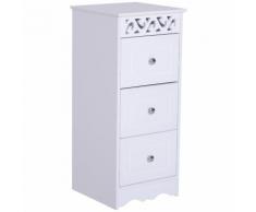 Mobiletto Bagno Cassettiera 3 Cassetti In Legno 30x30x68.5 Cm Benzoni Floreare Bianco