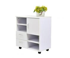 Mobile Tv In Legno 2 Cassetti E 1 Anta Bianco 60x65x35 Cm Benzoni