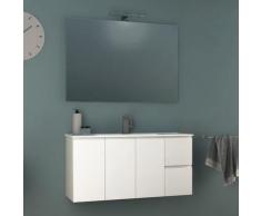 Mobile Bagno Sospeso 100 Cm Lavabo E Specchio Tavassi Urano Bianco Lucido