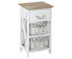 Cassettiera 1 Cassetto 2 Cesti 32x26x55 Cm In Legno Massello Fumer Kate Bianca
