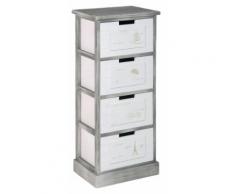 Cassettiera 4 Cassetti In Legno Massello 38x28x86 Cm Fumer Marilyn Grigio