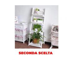 Portapiante Scaffale 4 Ripiani In Legno Massello 41x34x111,5 Cm Fumer Kelvin Bianco Seconda Scelta