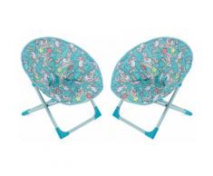 Set 2 Sedie Da Giardino Pieghevoli Per Bambini In Ferro Soriani Moonchair Unicorno